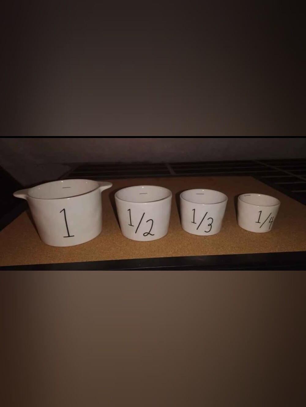 Rae Dunn White Ceramic Measuring Cup Set - 1, 1/2, 1/3, 1/4